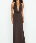 Bec + Bridge Nessie Cowl Neck Maxi - 8 / Brown - Dresses