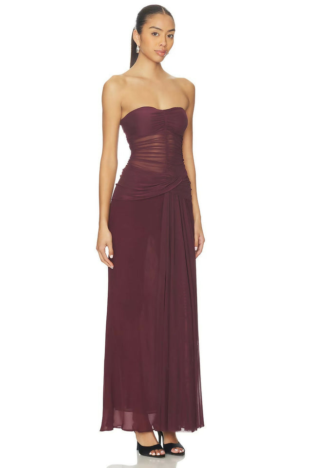 BEC + BRIDGE Noemi Strapless Dress in Plum - 8 / Red - Dresses