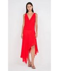 Bec & Bridge Rhone Wrap Asym Dress Chilli Size 10 - 10 / Red - Dresses