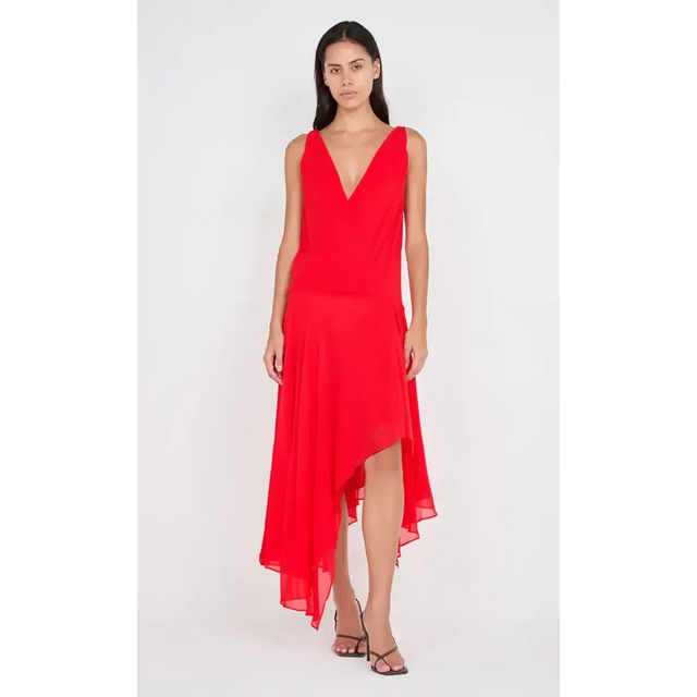 Bec & Bridge Rhone Wrap Asym Dress Chilli Size 10 - 10 / Red - Dresses