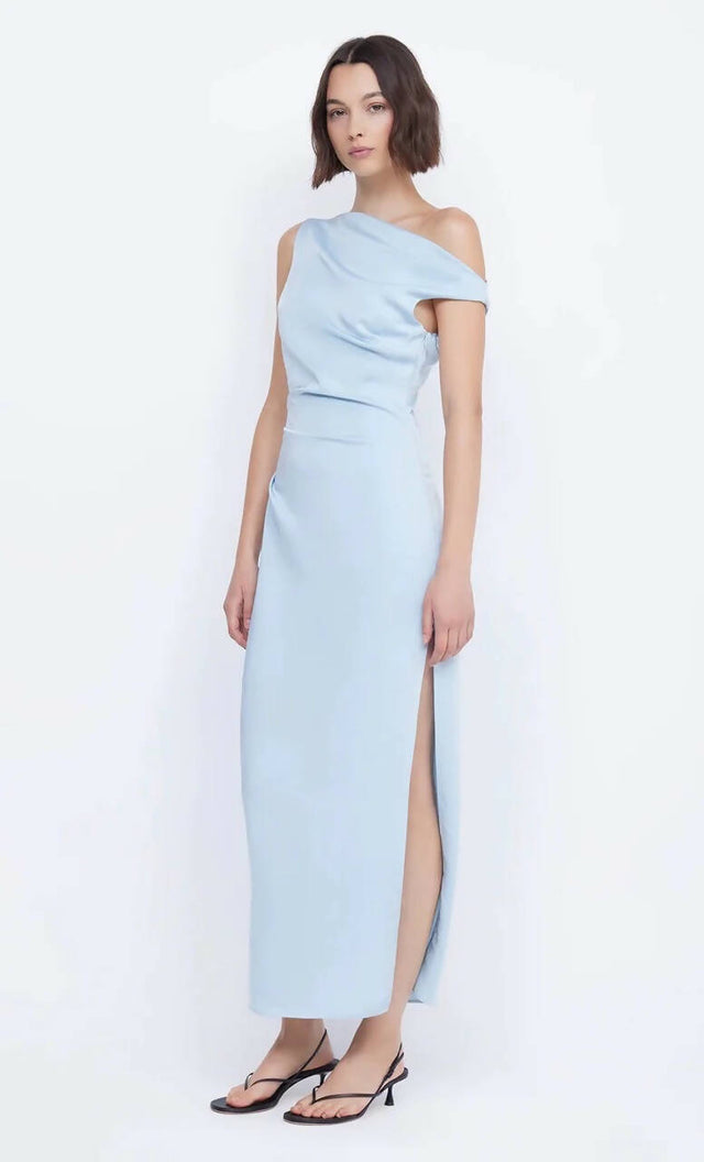 Bec & Bridge Rochelle Asym Midi Dress Size 8 - 8 / Blue - Dresses