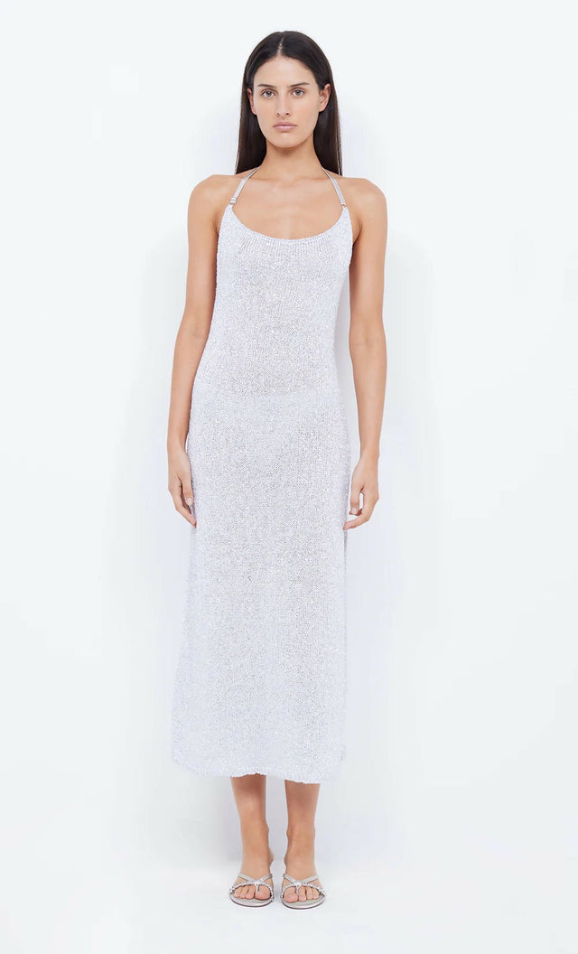 Bec + Bridge Sadie Sequin Knit Midi Crystal - 8 / Silver - Dresses