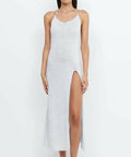 Bec & Bridge Sadle Split Knit Midi in Crystal - 8 / White - Dresses
