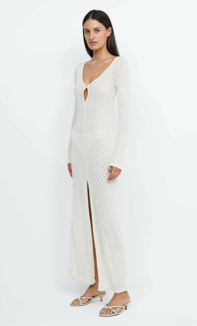simple white long sleeve dress Simple Long Sleeve Ivory White Wedding Dresses with Ruffle Skirt,MW497 main image 1