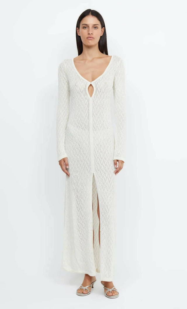 Bec & Bridge Sammy Key Knit Long Sleeve Maxi Dress - 8 / White - Dresses