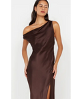 Bec & Bridge Sol Asym Dress Dark Chocolate Size 12 - 12 / Brown - Dresses