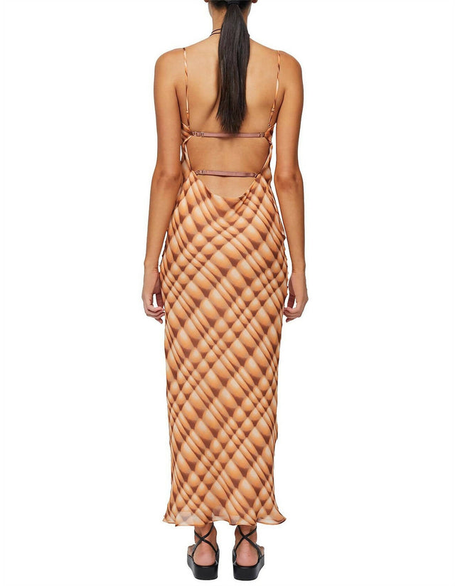 Bec & Bridge Soleil Slip Maxi Dress - Golden Hour Check - 8 / Multi - Dresses