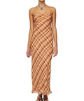 Bec & Bridge Soleil Slip Maxi Dress - Golden Hour Check - 8 / Multi - Dresses
