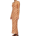 Bec & Bridge Soleil Slip Maxi Dress - Golden Hour Check - 8 / Multi - Dresses