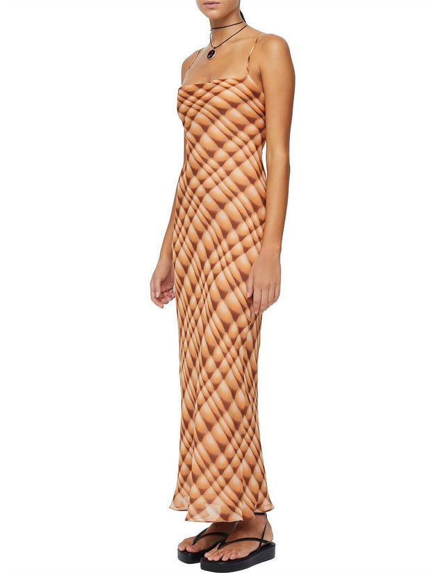 Bec & Bridge Soleil Slip Maxi Dress - Golden Hour Check - 8 / Multi - Dresses