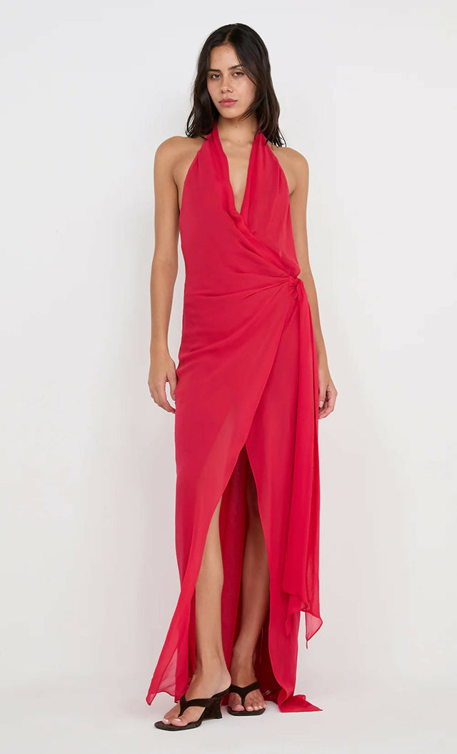 Bec & Bridge Soneva Wrap Dress Strawberry - 8 / Red - Dresses