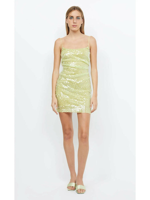 Bec & Bridge Venus Sequin Mini Dress in Citron - Dresses