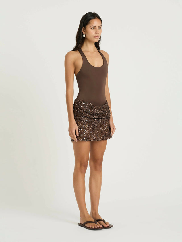 Benni Ariel Mini Dress - 8 / Brown - Dresses