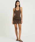 Benni Ariel Mini Dress - 8 / Brown - Dresses