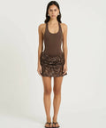 BENNI Ariel Mini Dress in Cocoa Brown - Dresses