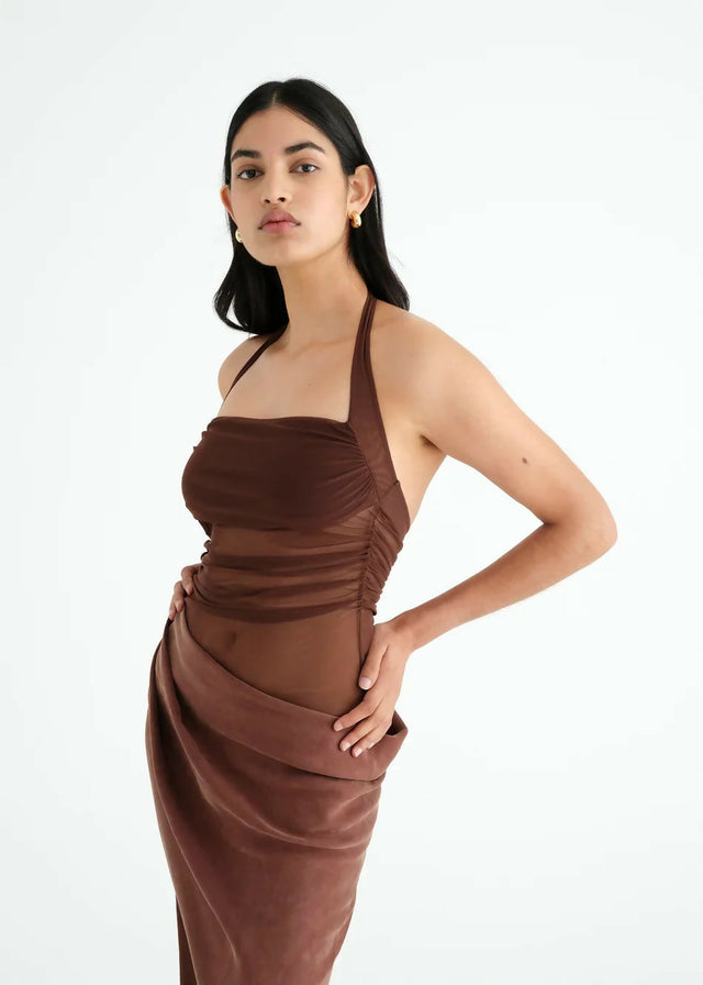 Benni Gina Maxi Dress Chocolate - 8 / Brown - Dresses