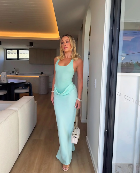 Benni Jade Maxi Dress in Bleached Aqua - Dresses