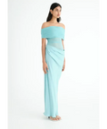 Benni Nico Off Shoulder Maxi Dress Aquamarine Size 8 - 8 / Blue - Dresses