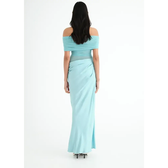 Benni Nico Off Shoulder Maxi Dress Aquamarine Size 8 - 8 / Blue - Dresses