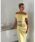 Benni Nico Off Shoulder Maxi Dress in Butter - 6 / Yellow - Dresses
