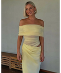 Benni Nico Off Shoulder Maxi Dress in Butter - 6 / Yellow - Dresses