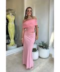 Benni Nico Off Shoulder Maxi Dress in Candy Floss - 6 / Pink - Dresses