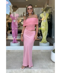 Benni Nico Off Shoulder Maxi Dress in Candy Floss - 6 / Pink - Dresses