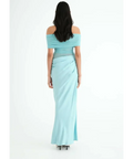 Benni Nico Off Shoulder Maxi in Aquamarine - 8 / Blue - Dresses