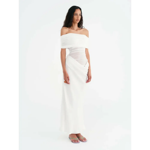 Benni Nico Off Shoulder Maxi White - 14 / White - Dresses