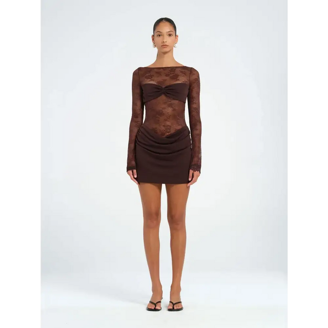 Benni Oskar Mini Dress Brown - 6 / Brown - Dresses