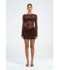 Benni Oskar Mini Dress Brown Chocolate Size 8 - 8 / Brown - Dresses