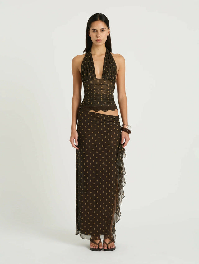 Benni Penelope Dot Maxi Dress Brown Size 8 - 8 / Brown - Dresses