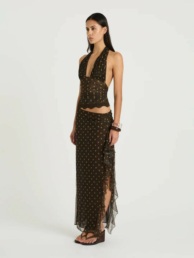 Benni Penelope Dot Maxi Dress Brown Size 8 - 8 / Brown - Dresses