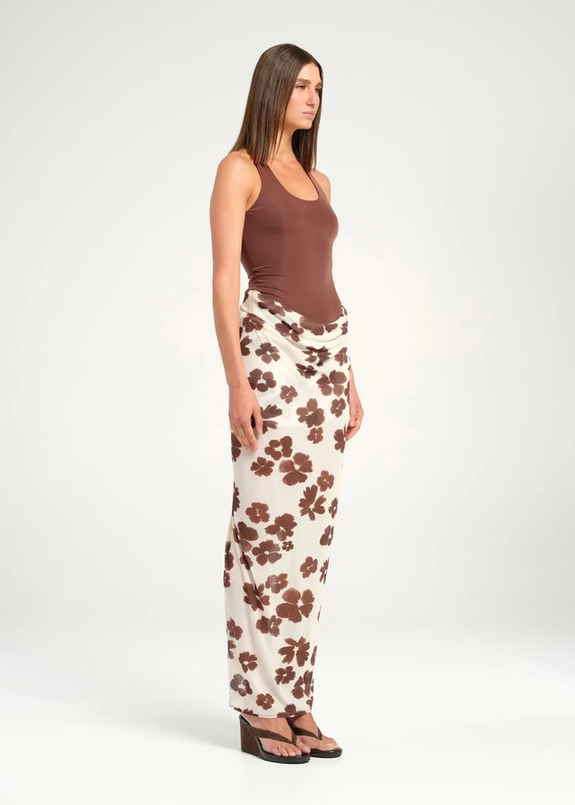 Benni Piper Maxi Dress in Coco Blossum - 14 / Brown - Dresses