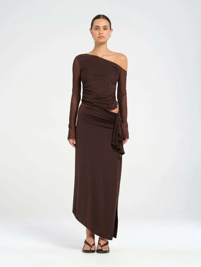 BENNI Roman Maxi Dress in Chocolate - 8 / Brown - Dresses