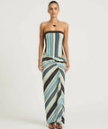 BENNI Rumi Strapless Maxi Ocean Srips - Dresses