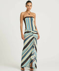 BENNI Rumi Strapless Maxi Ocean Srips - Dresses