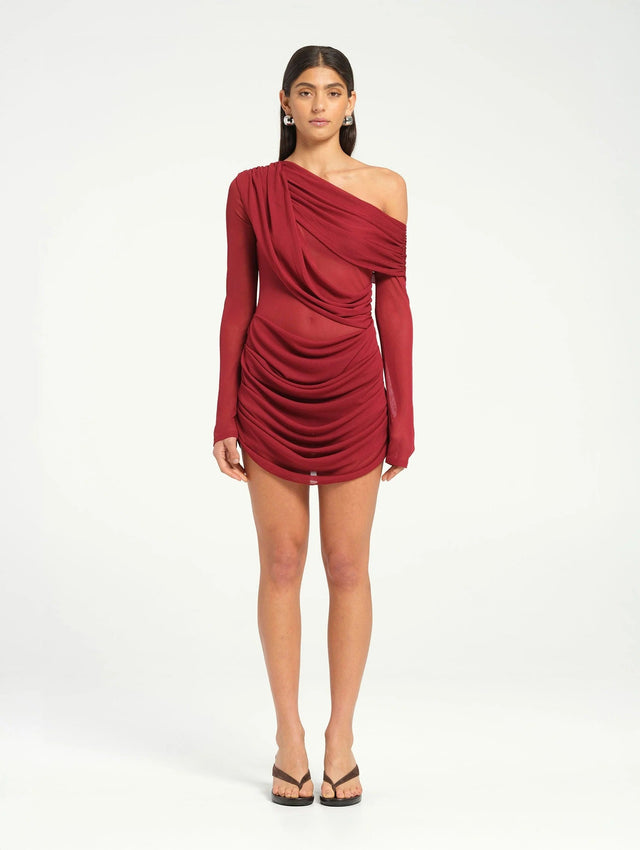 BENNI Vienna Mini Dress in Sangria Red