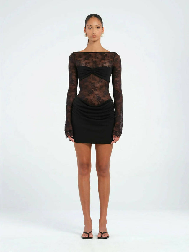 Benni Yana Lace Mini Dress - 10 / Black - Dresses