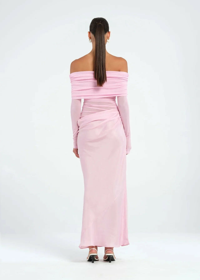 BEN135-1-WEBRES_LaurenStevenson_YasminOff-ShoulderMaxiDress_Pink-1