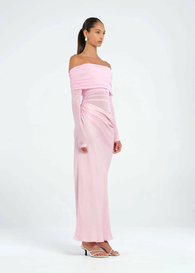 BEN135-1-WEBRES_LaurenStevenson_YasminOff-ShoulderMaxiDress_Pink-2