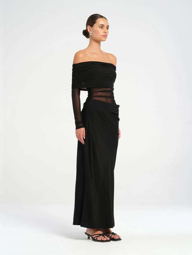 Benni Yasmin Off Shoulder Maxi Dress Black Size AU 12 - 12 / Black - Dresses