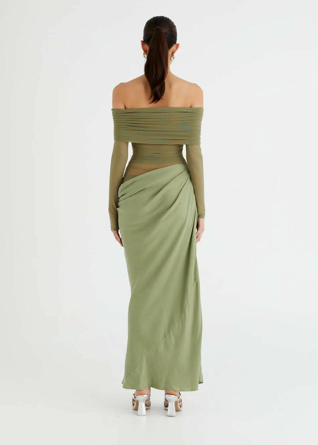 Benni Yasmin Off-Shoulder Maxi Dress Green - 8 / Green - Dresses