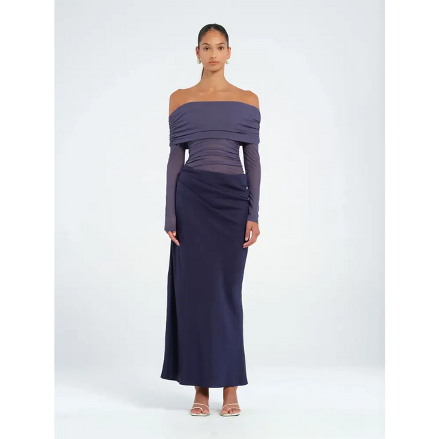 Benni - Yasmin Off-Shoulder Maxi Dress - Navy - Dresses