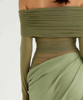 Benni Yasmin Off-Shoulder Maxi Dress Pistachio - 8 / Green - Dresses