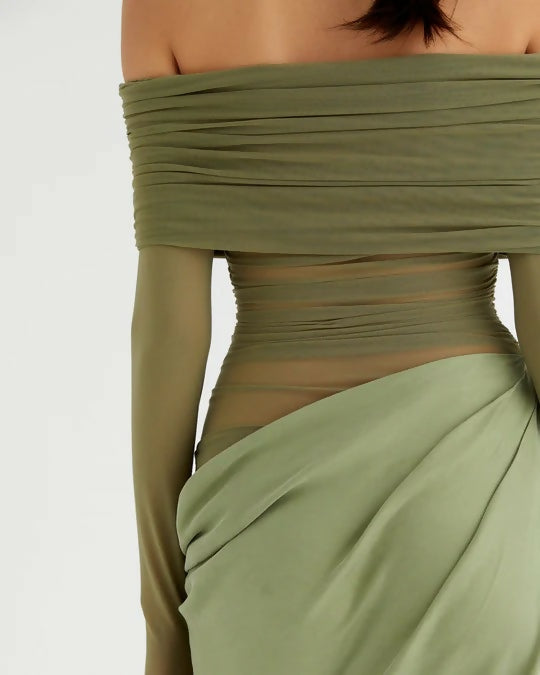 Benni Yasmin Off-Shoulder Maxi Dress Pistachio - 8 / Green - Dresses