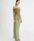 Benni Yasmin Off-Shoulder Maxi Dress Pistachio - 8 / Green - Dresses