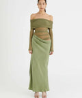 Benni Yasmin Off-Shoulder Maxi Dress Pistachio - 8 / Green - Dresses