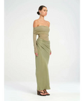Benni Yasmin Off Shoulder Maxi in Pistachio Green - 8 / Green - Dresses
