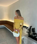 Benni Yasmin Off Shoulder Mini - 6 / Yellow - Dresses
